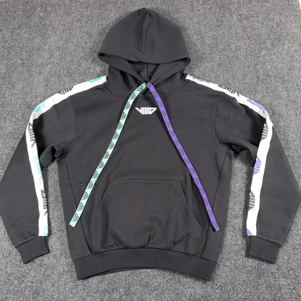 Represent Graphic Hoodie VIID Tape Logo Streetwear Small Black Teal Purple‎